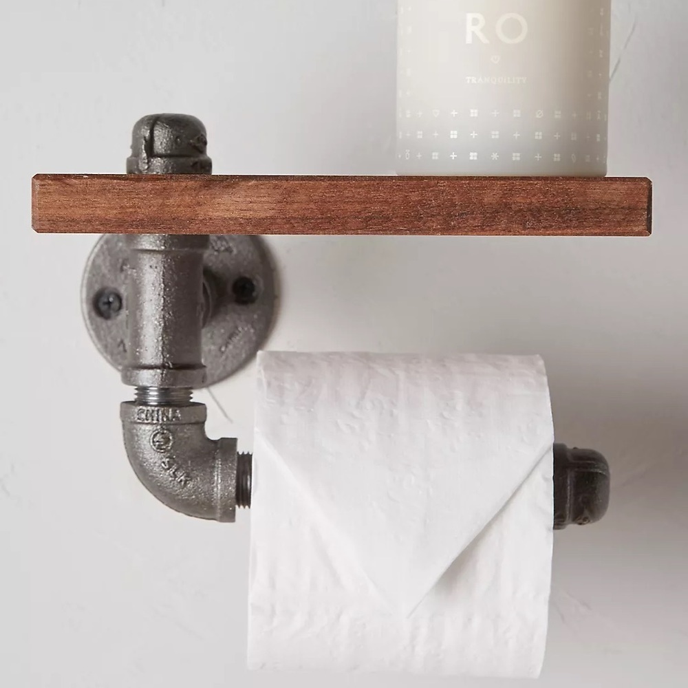 Anthropologie Black Walnut Toilet Paper Holder